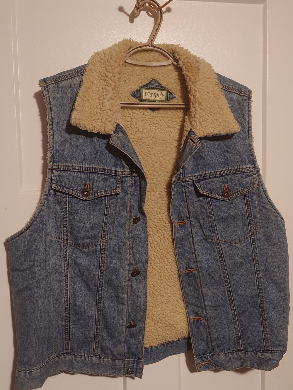 Maypole Light Blue Denim Sherpa-Lined Vest